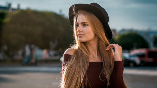 Woman longhair hat brown shirt - a brown shirt free wallpaper