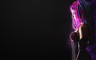 Pink hair gothic league cyberpunk - a black top free wallpaper for desktop
