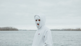 White hoodie water mask beach - tech wear free wallpaper