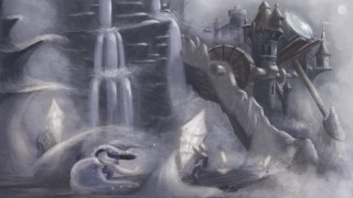 Waterfall castle dog foreground background - anato finnstark free wallpaper