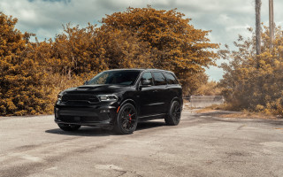 Black dodge suv autumn tilt - ultra wide angle free wallpaper for desktop