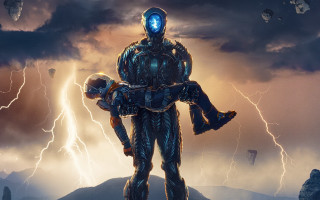 Robot lightning mountain helmet smoke - his pocket free wallpaper