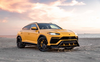Yellow lamb suv beach sunset - a beach near the ocean free wallpaper