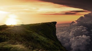 Hill sunset clouds nature mountain - sense of awe free wallpaper