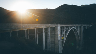 Bridge mountain sunset lens flare - christo free wallpaper for desktop