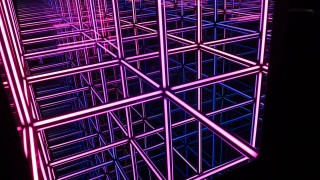 Pink blue lights holography ferris - a black floor free wallpaper