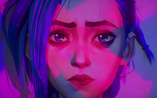 Purple haired woman pink blue - a womans face free wallpaper for desktop
