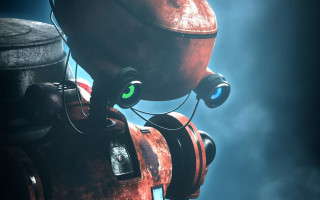 Robot green eye black background - a green eye free wallpaper