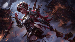 Woman armor sword rain blood 2 - a sword in the rain free wallpaper