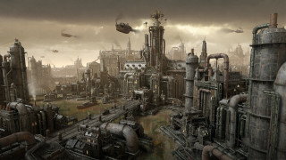 Futuristic industrial city plane afrofuturism - a futuristic city free wallpaper
