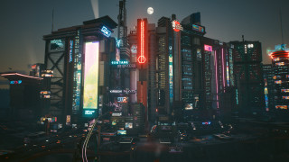 Futuristic city neon train night - cyberpunk city free wallpaper for desktop