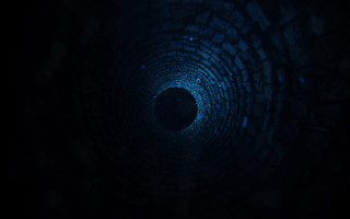 Dark tunnel light center moon - depth free wallpaper