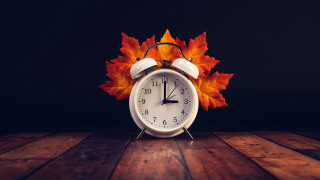 Clock leaf autumn table dark - a clock free wallpaper for desktop