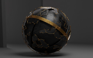Black gold sphere ribbon vanitas - a black wall free wallpaper