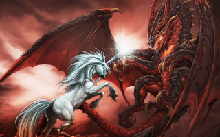 White horse red dragon sky - a white horse free wallpaper for desktop