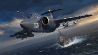 Large jet over ocean with - ultra realistic illustration free wallpaper