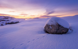 Rock snowyfield sunset clouds mountain - winning free wallpaper