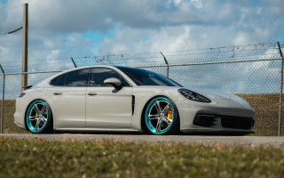 White porsche panamera fence clouds - wire fence free wallpaper