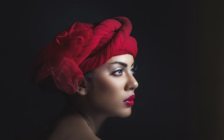 Woman red turban red lips 2 - her lip free wallpaper