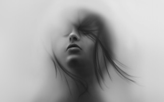 Woman blowing hair blackandwhite digital - digital painting free wallpaper for desktop