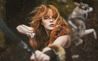 Woman bow dog blurry photorealistic 2 - leesha hannigan free wallpaper