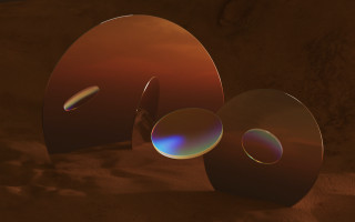 Shiny discs sandy ground red - a brown wall free wallpaper for desktop