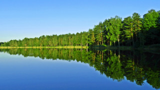 Lake forest bench sky mountains - lake free wallpaper