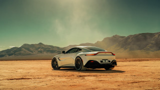 White sports car desert mountains 5 - a desert landscape free wallpaper
