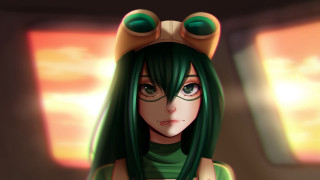 Green hair ani girl helmet - anime girl free wallpaper