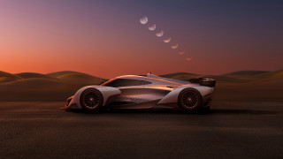 Futuristic car desert sunset moon - the desert free wallpaper