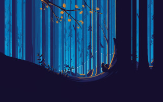 Tree light bird forest night - a screenprint free wallpaper for desktop