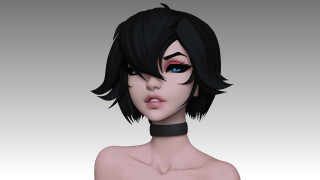 Woman blackhair blueeyes choker sculpture - new sculpture free wallpaper