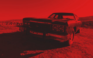 Desert car red sky torii - the middle of a desert free wallpaper