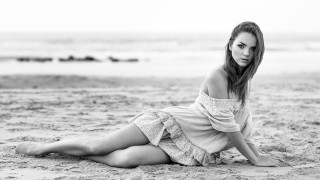 Beach sitting woman dress sand - eszter mattioni free wallpaper