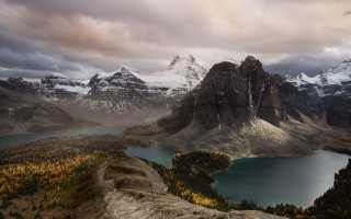 Mountain lake cloudy sky evening - a lake and mountains free wallpaper