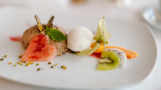 Plate fruits vegetables bread watermelon - delaunay free wallpaper for desktop