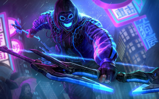 Man mask skis city neon - a man in a mask free wallpaper
