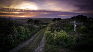 Sunset path field clouds mountain - carl critchlow free wallpaper for desktop