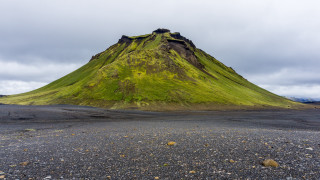 Green mountain cloudy horizon land - rock and gravel free wallpaper