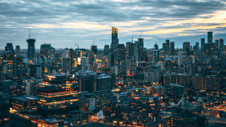 City skyline night lights clouds - a few building free wallpaper