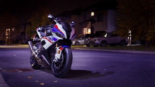 Motorcycle night city lights street - the side of the road free wallpaper