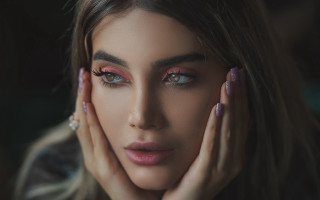 Pink makeup nails portrait blurry - eye free wallpaper for desktop
