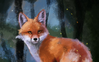 Fox forest firefly digital painting - a digital painting free wallpaper for desktop