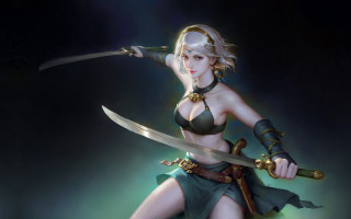 Woman bikini swords fantasy art - bayard wu free wallpaper