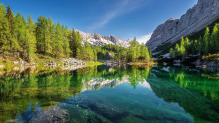 Mountain lake forest sky nature 11 - a clear blue sky free wallpaper for desktop