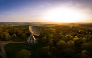 Satellite dish forest sunset nature - hdri free wallpaper