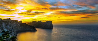 Sunset mountains water clouds citylights - arthur b. carles free wallpaper