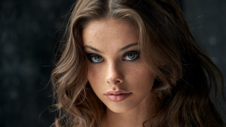 Blue eyes blonde woman freckles - didier mouron free wallpaper