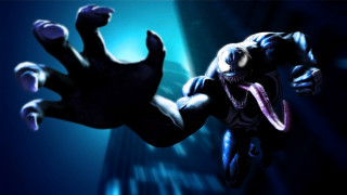 Black suit person glowing monster - in the air free wallpaper for desktop