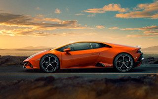 Orange sports car ocean sunset - orange sports car free wallpaper